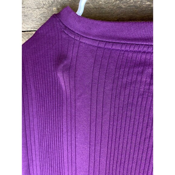 Claiborne Women's Plus Sz 3XLT Purple Ribbed Short Sleeve Stretchy Top - Picture 7 of 11
